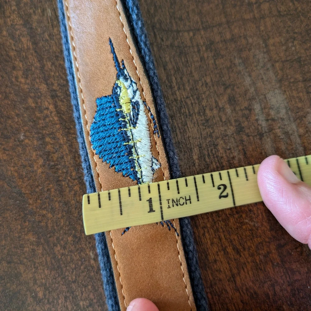 Worldwide Sportsman Leather Belt with Embroidered‎ Swordfish SZ 44 Fishing